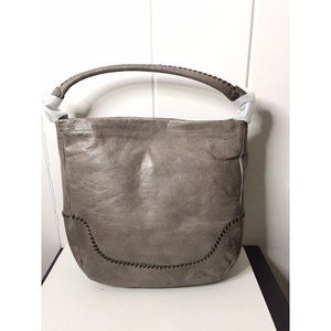 $428 Frye Melissa Whipstitch Leather Hobo Slate  Brown Crossbody Bag Purse ICE